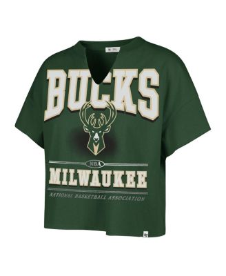 Women's Hunter Green Milwaukee Bucks Elation Oversized Notch Neck T-Shirt