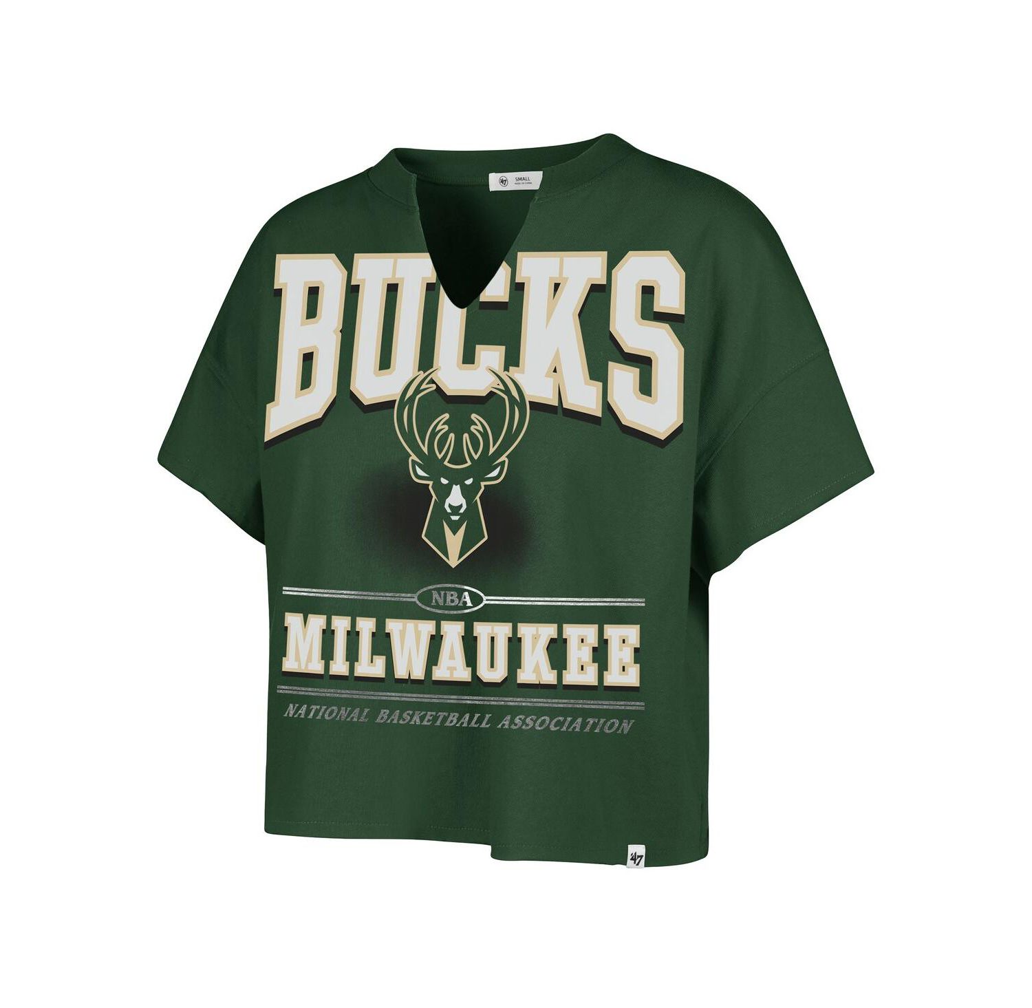 Women's Hunter Green Milwaukee Bucks Elation Oversized Notch Neck T-Shirt