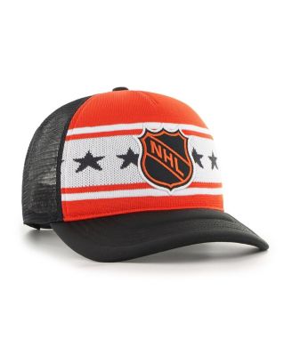 Men's Orange/Black NHL Puck Duel Shield Vintage Foam Front Adjustable Hitch Hat