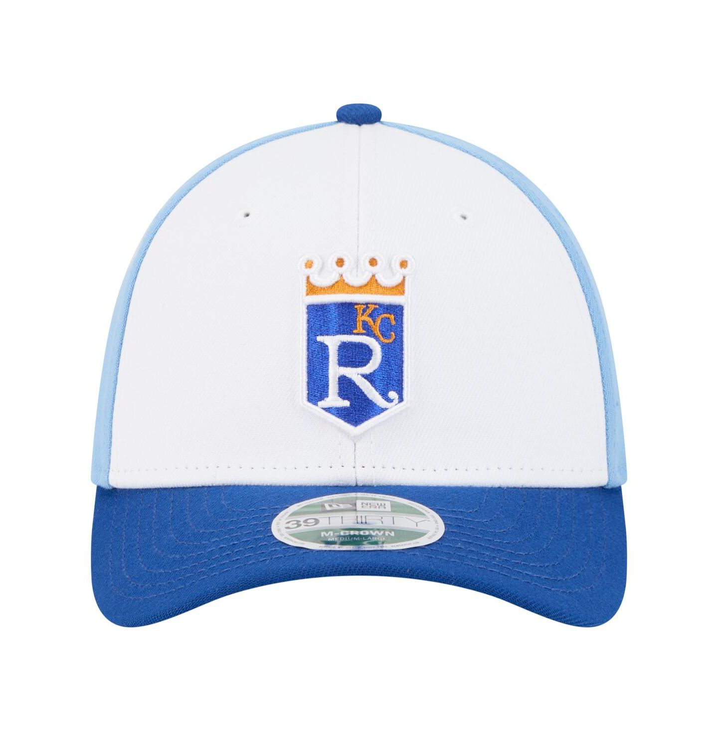 Мужская кепка New Era White/Royal Kansas City Royals Player Replica 39THIRTY M-Crown Flex Hat — фото 3