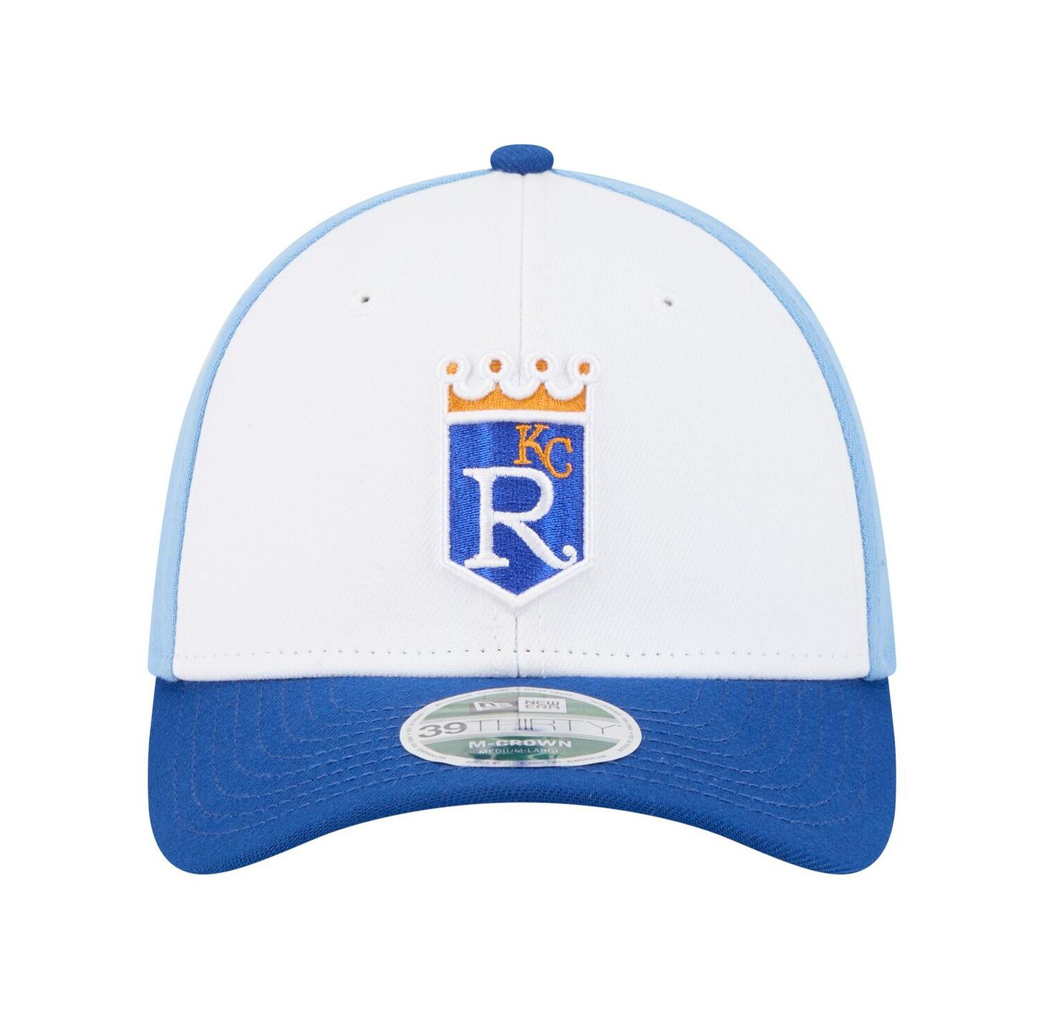 Men's White/Royal Kansas City Royals Player Replica 39THIRTY M-Crown Flex Hat