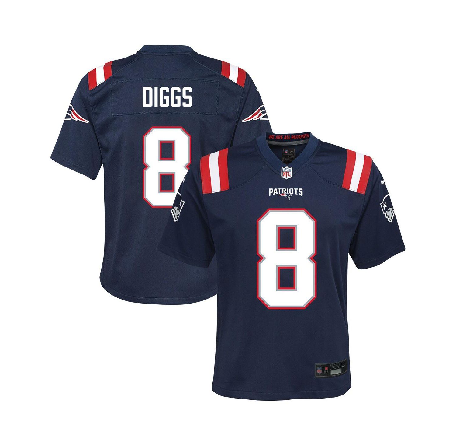 Big Boys and Girls Stefon Diggs Navy New England Patriots Team Game Jersey
