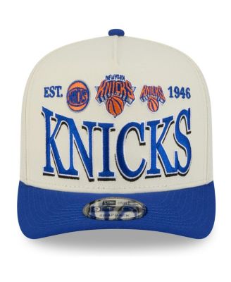 Men's Cream/Blue New York Knicks 2026 NBA All-Star Game Stretched Text 9FIFTY A-Frame Snapback Hat