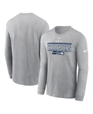 Men's Heather Gray Seattle Seahawks 2025 NFC Champions Locker Room Trophy Collection Long Sleeve T-Shirt