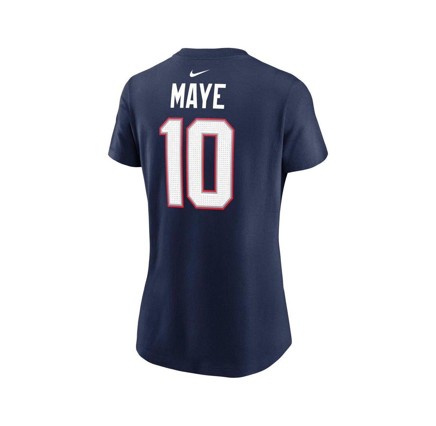 Women's Drake Maye Navy New England Patriots Super Bowl LX Patch Name & Number T-Shirt