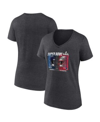 Women's Heather Charcoal New England Patriots vs. Seattle Seahawks Super Bowl LX Matchup Final Battle V-Neck T-Shirt