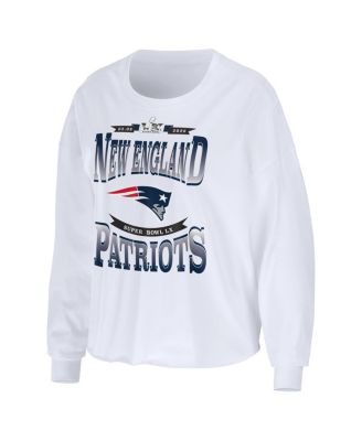 Women's White New England Patriots Super Bowl LX Cropped Long Sleeve T-Shirt