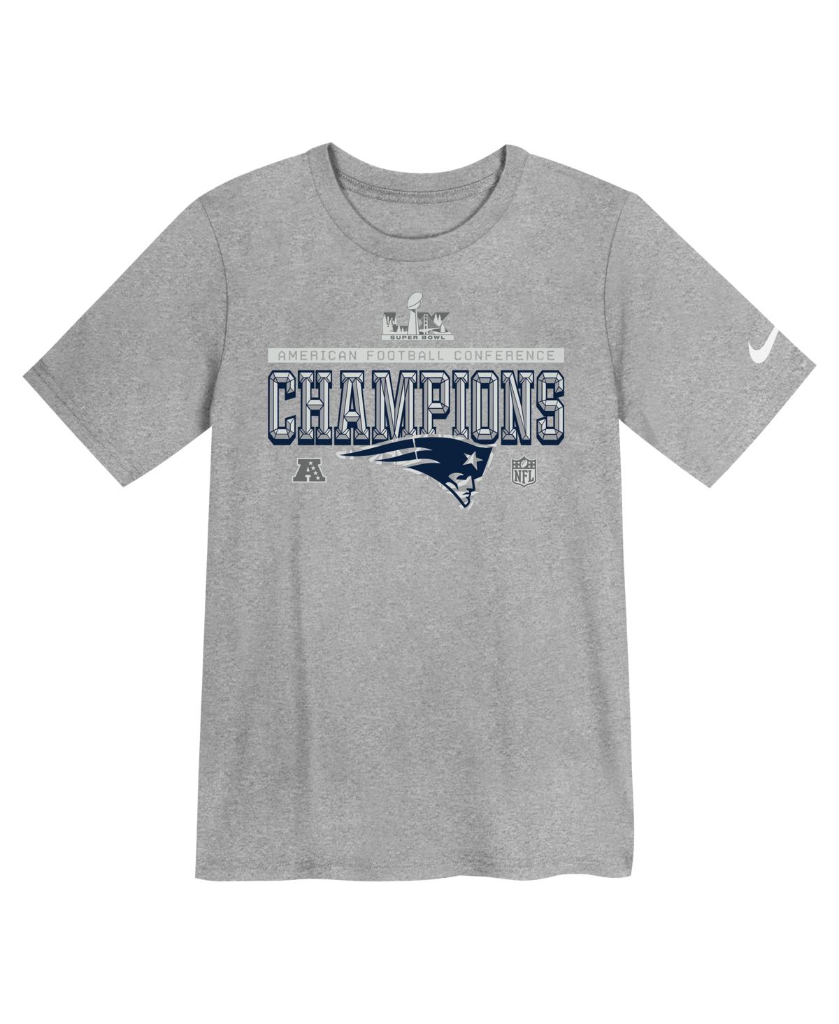 Nike Preschool Gray New England Patriots 2025 Afc Champions Locker Room Trophy Collection T-Shirt