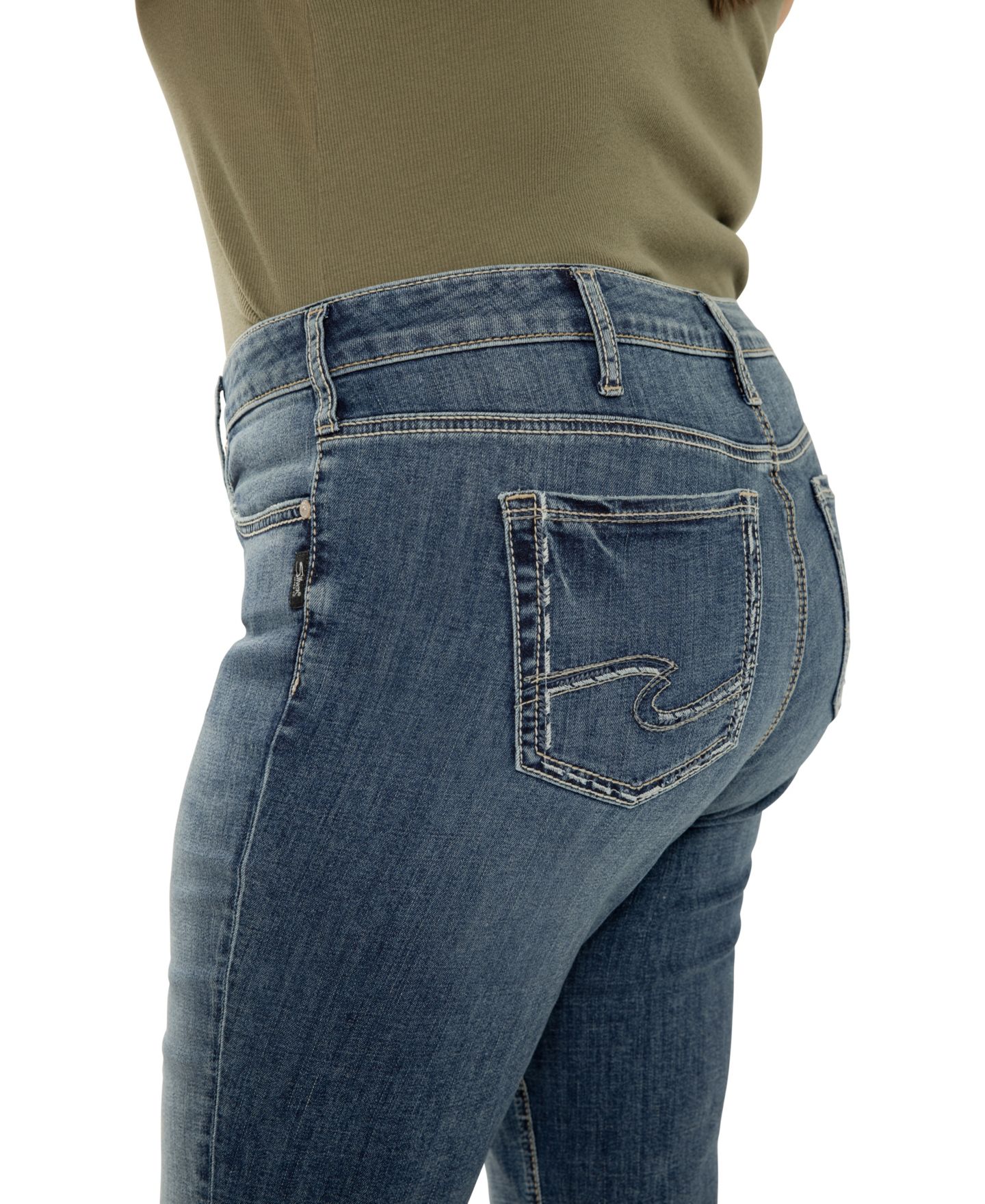 Женские джинсы Silver Jeans Co. Plus Size Elyse Mid-Rise Comfort Fit Capri, цвет: Beverley — фото 4