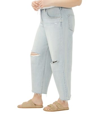 Plus Size Be Easy High-Rise Wide-Leg Cropped Jeans