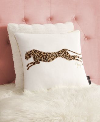Embroidered Velvet Cheetah Decorative Pillow, 18" x 18"