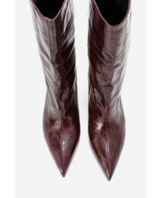 Crow Embossed Pointed Toe Boot