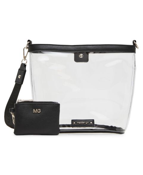 Женская сумка Madden Girl Cleo Clear Vinyl Small Bucket Crossbody, цвет: Чёрный