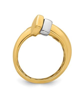 Solid 18k Two-tone Gold Adjustable Polished Square Buckle Ring