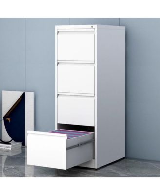 4 Drawer File Cabinet, Vertical Metal File Cabinet, Storage Organizer Cabinet with Lock for Letter Size/A4/Legal File