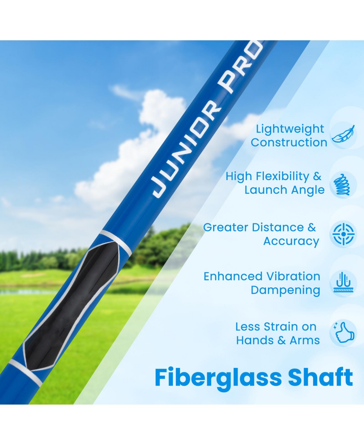 Mecale Junior Iron for Kids with Fiberglass Shaft & Headcover