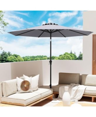 Patio Heavy Duty Market Umbrella w/ Tilt Mechanism Crank Handle 8 Sturdy Ribs Outdoor