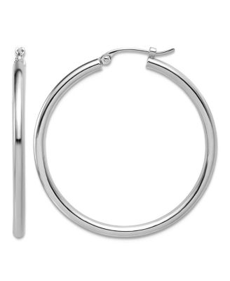 Solid 950 Platinum Classic Hoop Earrings