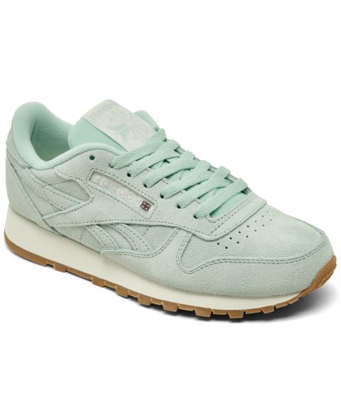 Женские кроссовки Reebok Classic Leather Suede Casual, цвет: Бирюзовый / Белый