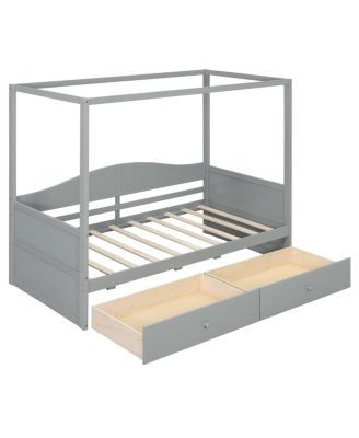Twin Size Canopy Day Bed with 2 Drawers