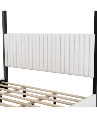 King Size Upholstery Canopy Platform Bed with Headboard