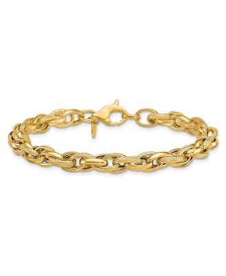 Solid 18k Yellow Gold 7.5 Inch Italian 6.3mm Textured and Polished Woven Links Bracelet Link Bracelet