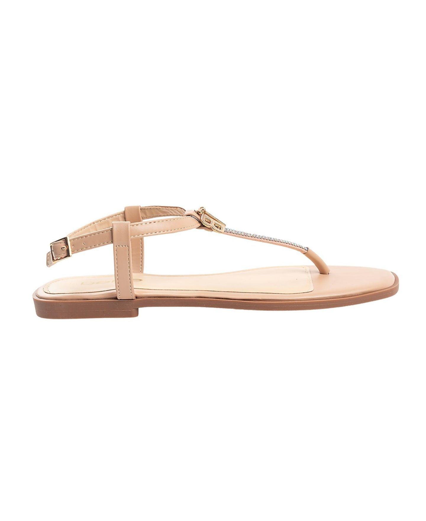 Женские сандалии Bebe Fashion with T-Strap Upper, Rhinestones and Dangle Charms, цвет: Рыжевато-коричневый — фото 2