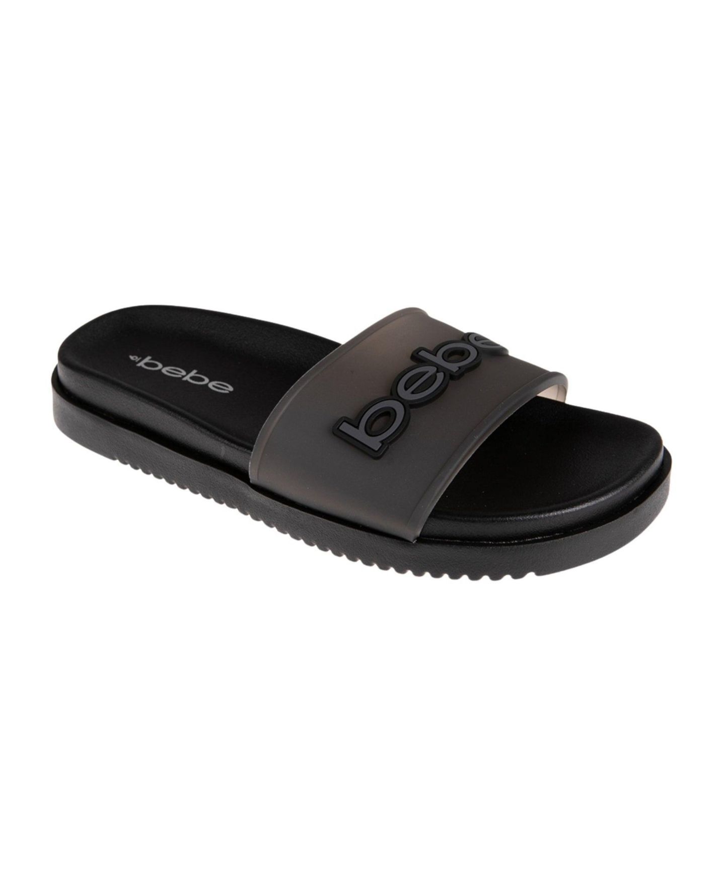Женские сандалии Bebe Sandal with Translucent Upper and Rubber Logo Patch, цвет: Чёрный / Серый — фото 1