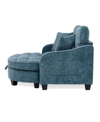 two-seater sofa chaise longue with storage footrest and pillows