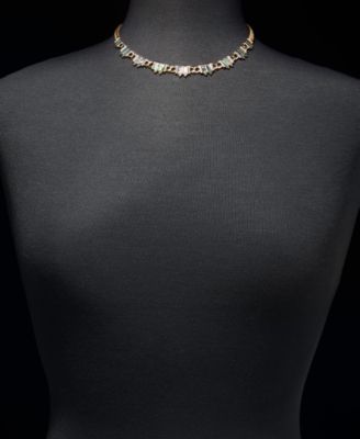 Gold-Tone Chain Stone Frontal Necklace