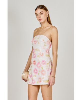 Women's Floral Sequin Lace Mini Dress