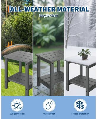Outdoor Side Table HDPE All Weather Resistant Patio Side Tables for Outside, End Table for Patio Pool Deck Indoor Backyard