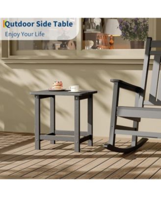 Square HDPE Outdoor Side Table - Durable Adirondack Patio End Table for Beach