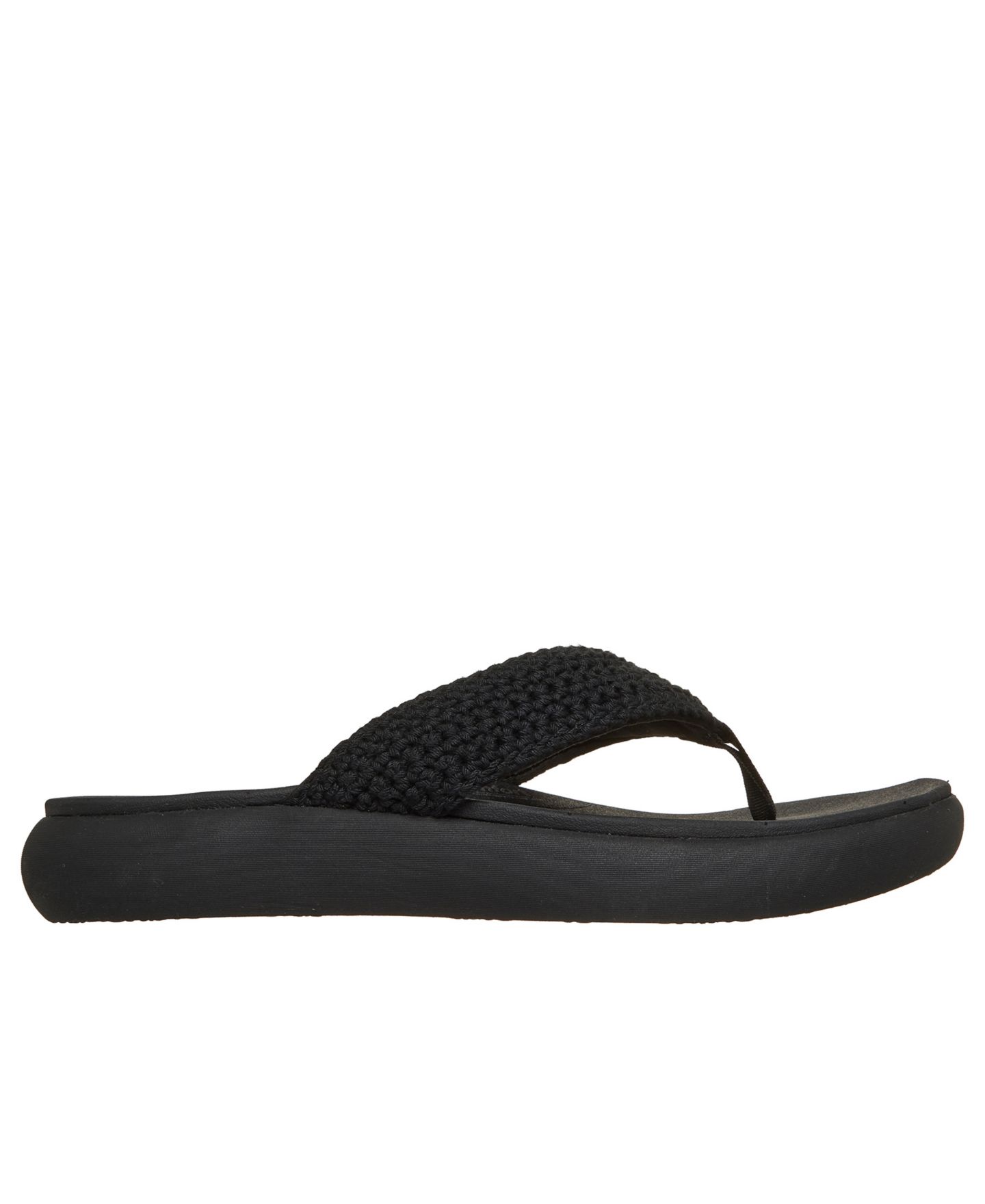Женские сандалии Skechers Relaxed Fit: Asana Luxe - Valley Chic 2 Flip-Flop Thong, цвет: Чёрный — фото 2