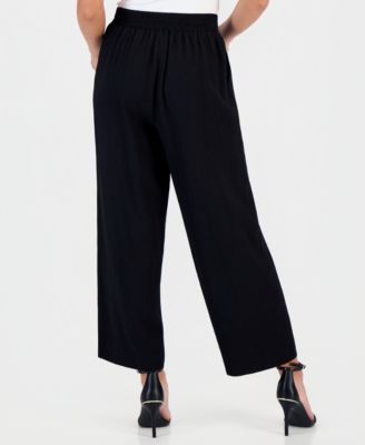 Petite Textured High Rise Pull-On Pants