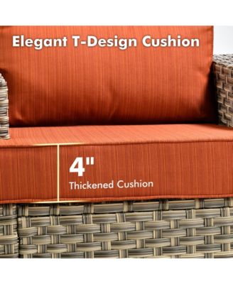 9 Pieces Wicker Outdoor Patio Furniture Set,Rattan Modular Sectional Sofa,Outside Swivel Rocking Chairs Coversation Set with Side Table