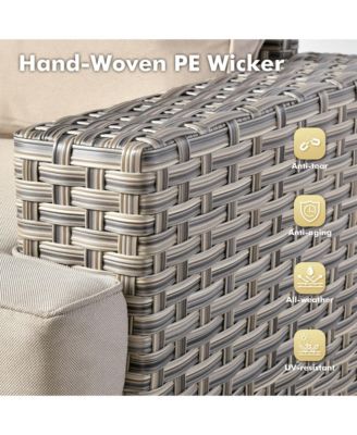 9 Pieces Wicker Outdoor Patio Furniture Set,Rattan Modular Sectional Sofa,Outside Swivel Rocking Chairs Coversation Set with Side Table