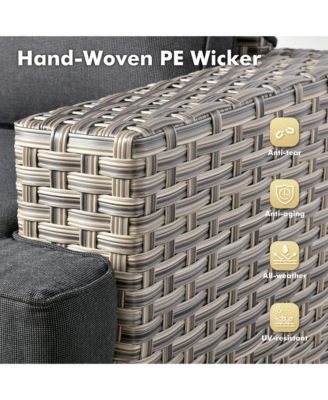 9 Pieces Wicker Outdoor Patio Furniture Set,Rattan Modular Sectional Sofa,Outside Swivel Rocking Chairs Coversation Set with Side Table