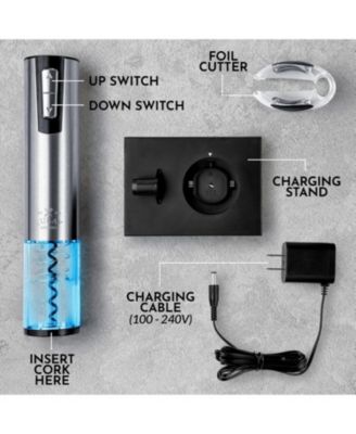 Rechargeable Electric 3-in-1 Wine Bottle Opener Set with Foil Cutter