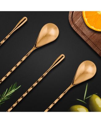 Premium 12 Inch Stainless Steel Cocktail Spoon - Long Attractive Spiral Design for Layering Drinks