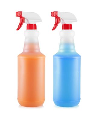 Heavy Duty Cleaning Spray Bottle Set with Adjustable Nozzle & Spring Loaded Trigger (2 Pack, 24oz)
