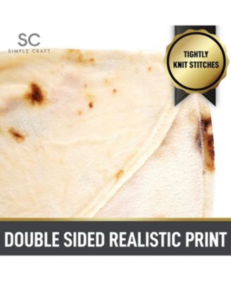 Burrito Tortilla Throw Blanket - Giant Double-Sided Tortilla Blanket for Adult and Kids - 280 GSM (60" Double Sided)