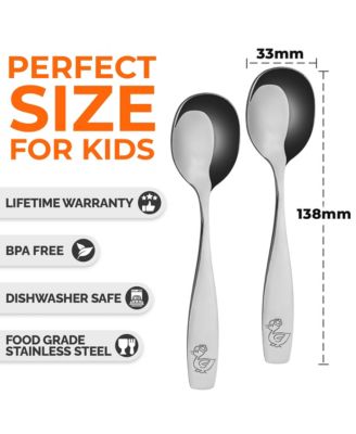 Kids and Toddler Cutlery Set Designed For Self Feeding - 4 Piece Spoon
