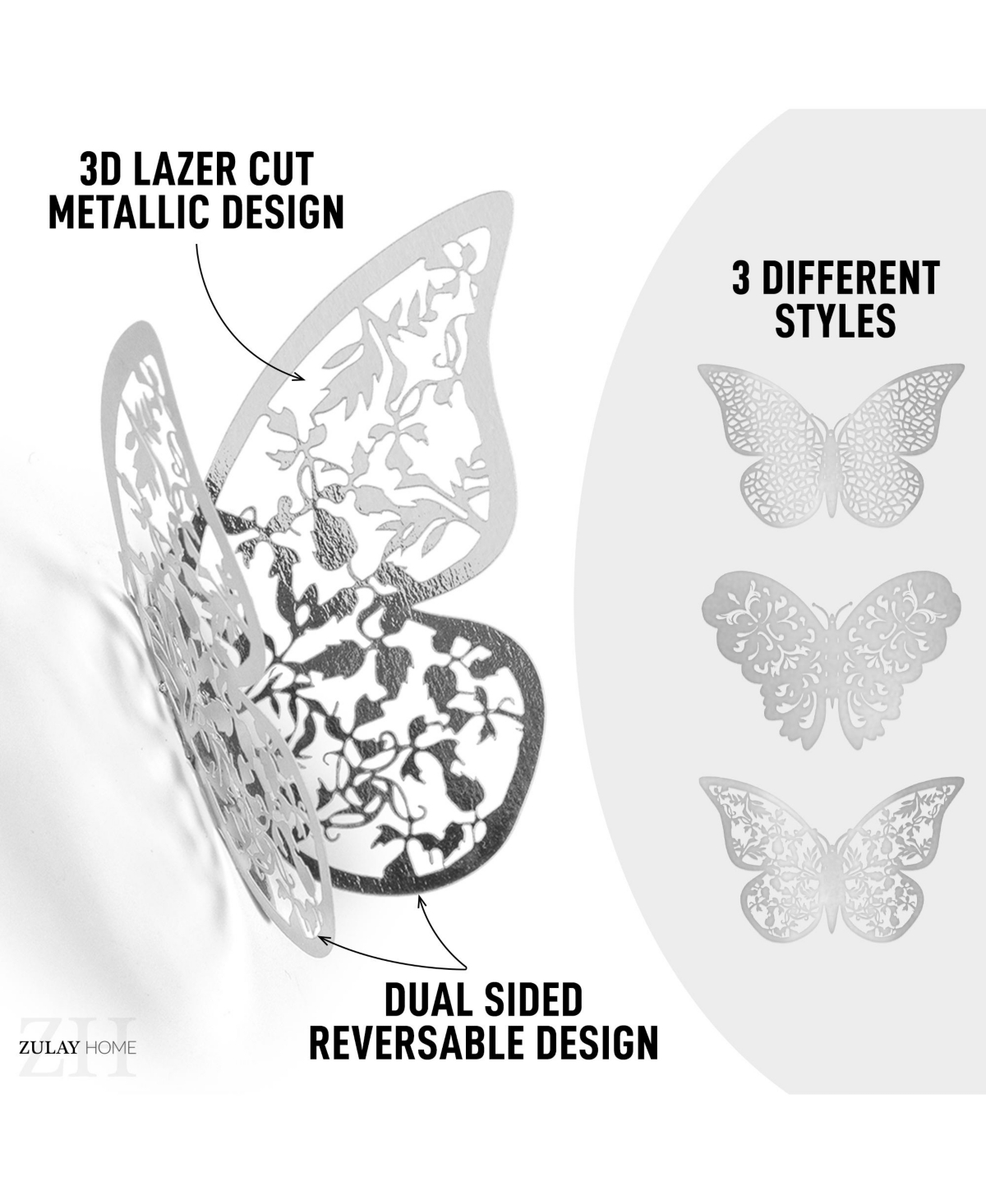 Home 3D Removable Diy Butterfly Wall Decor with 3 Wing Designs (48pcs)