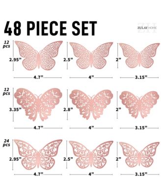 3D Removable DIY Butterfly Wall Decor with 3 Wing Designs (48pcs)