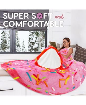 Double Sided Donut Blanket - Holiday Novelty Soft Flannel Round Blankets Premium 280 GSM (60 inches)