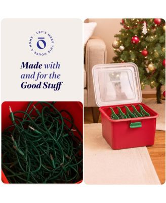 Products Holiday Christmas Light Storage Box Bin with 4 Cord Wrap Organizers