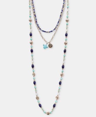 Beaded Layered Strand Necklace, 16" + 3" extender 