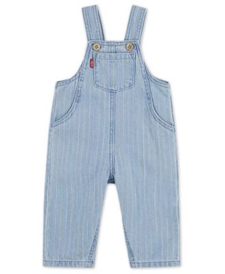 Baby Girls' Rainbow Striped Denim Overalls