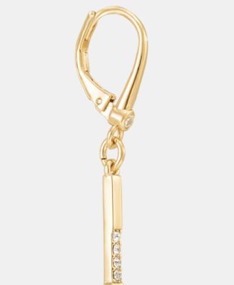 Gold-Tone Drama Crystal Pav&eacute; Bar Linear Earrings